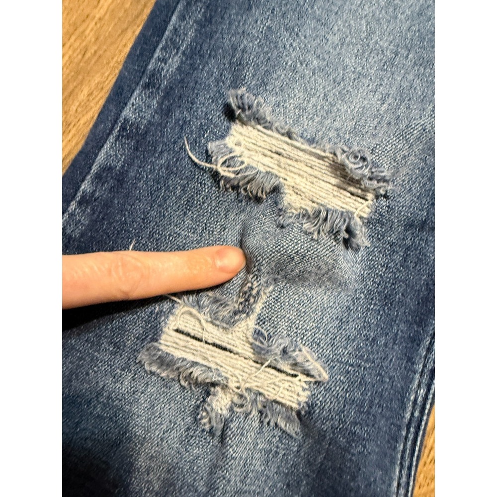 KanCan Jeans Women's Size 28 Blue Denim Flared Leg Distressed High Rise Pockets - Picture 3 of 14